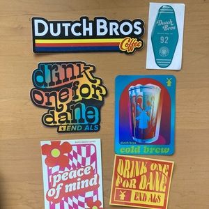 Rare Hard to Find Dutch Bros Stickers Lot of 6 Christmas Halloween Arizona
